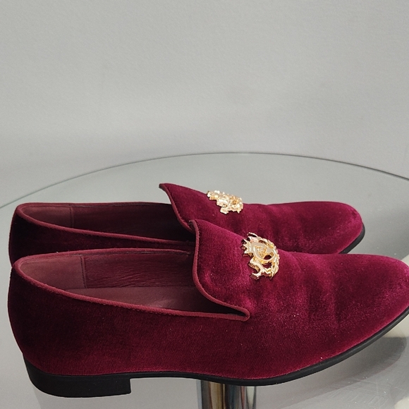 Plush Velvet Loafers with Gold Accents - Picture 1 of 6